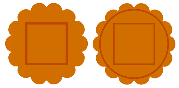 Draw a square and circle in the center to begin the geometric design