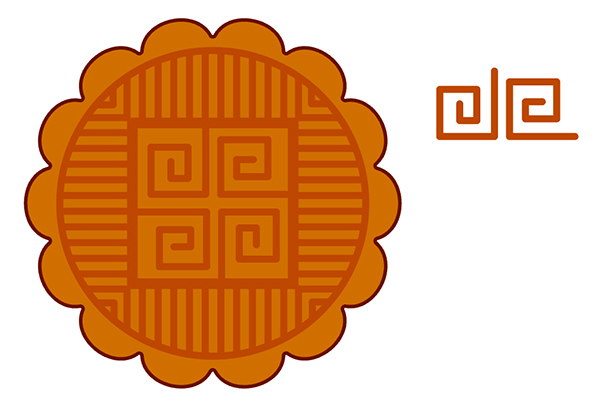 Draw angled spirals in the center of the mooncake