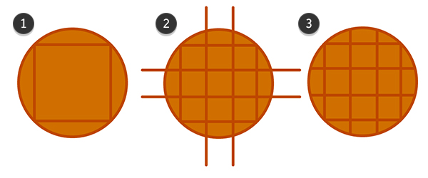 Draw a waffle pattern in a circle for the second mooncake