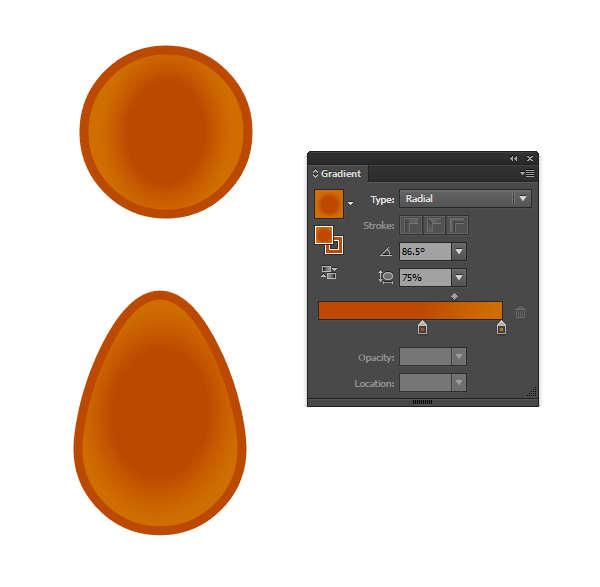 Draw a flower petal with a radial gradient in the center