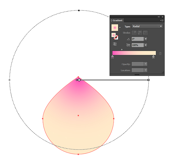 Apply a radial gradient to the peach bun object