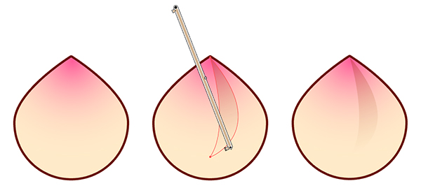 Add a cleft to the peach object