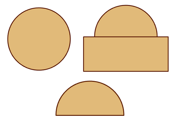 Draw a half circle from a circle and rectangle