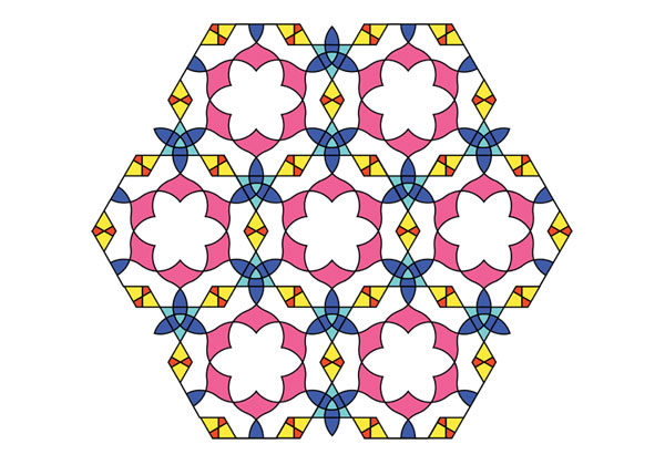 Flowery tiling pattern version 2 coloured