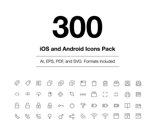 300 iOS and Android Vector Icons