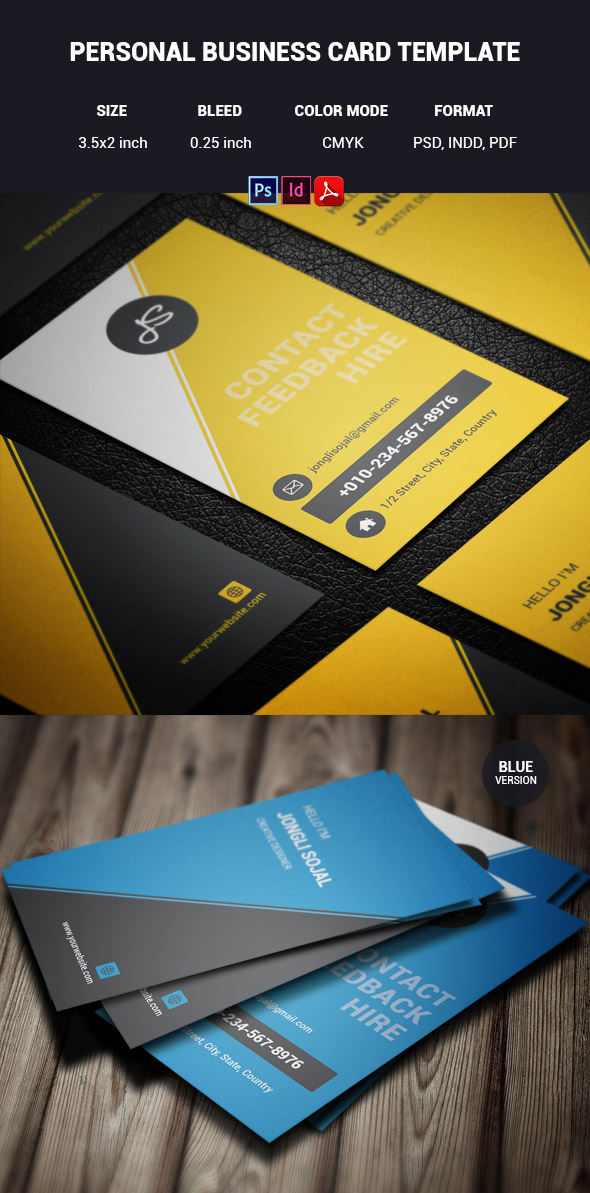 Personal INDD PDF PSD Format Business Card Template