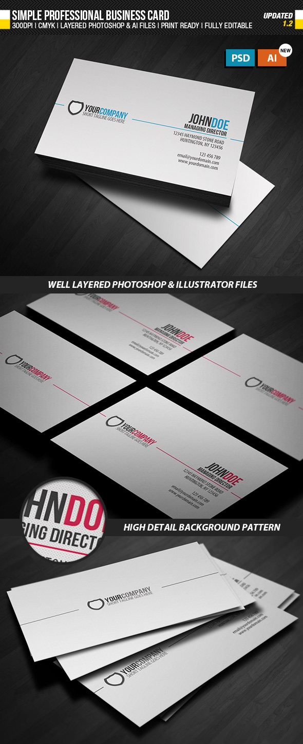 Simple AIVector Format Business Card Template