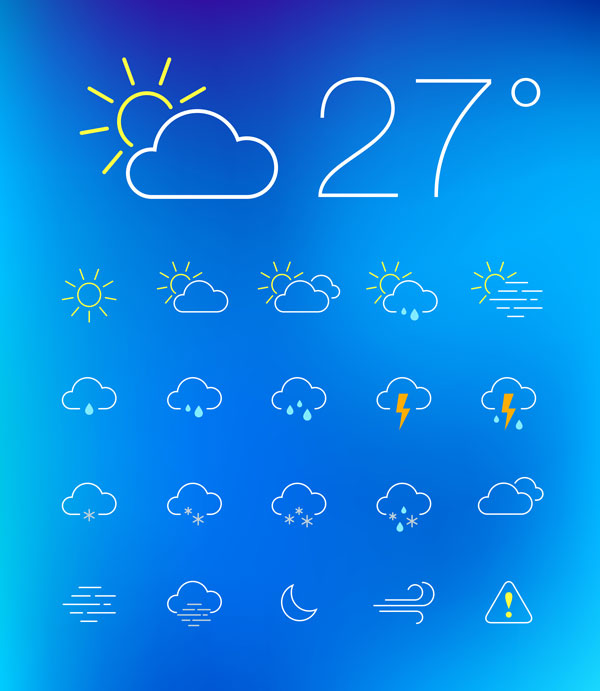 Thin Weather Icon Set