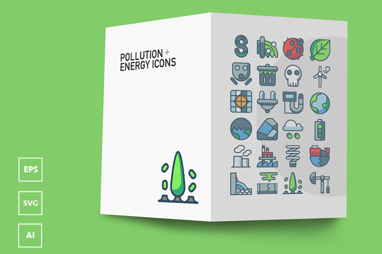 Freebie Pollution Energy Icons AI EPS SVG