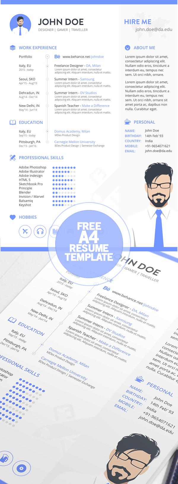 Free A4 Resume Template