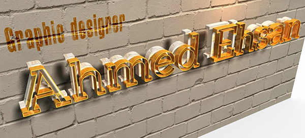 Ahmed Ehsan commented with his personalized result from a glowing 3D text effect tutorial by Rose