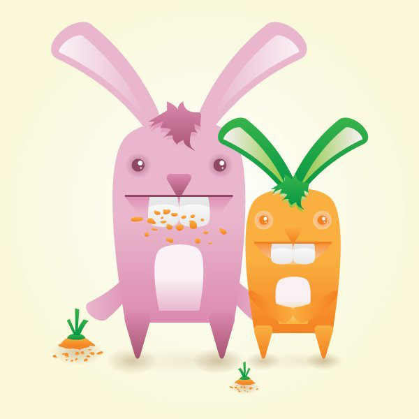User gi shared their own fun version of a cute bunny vector and its cute carrot friend thanks to a tutorial by Ryan Putnam