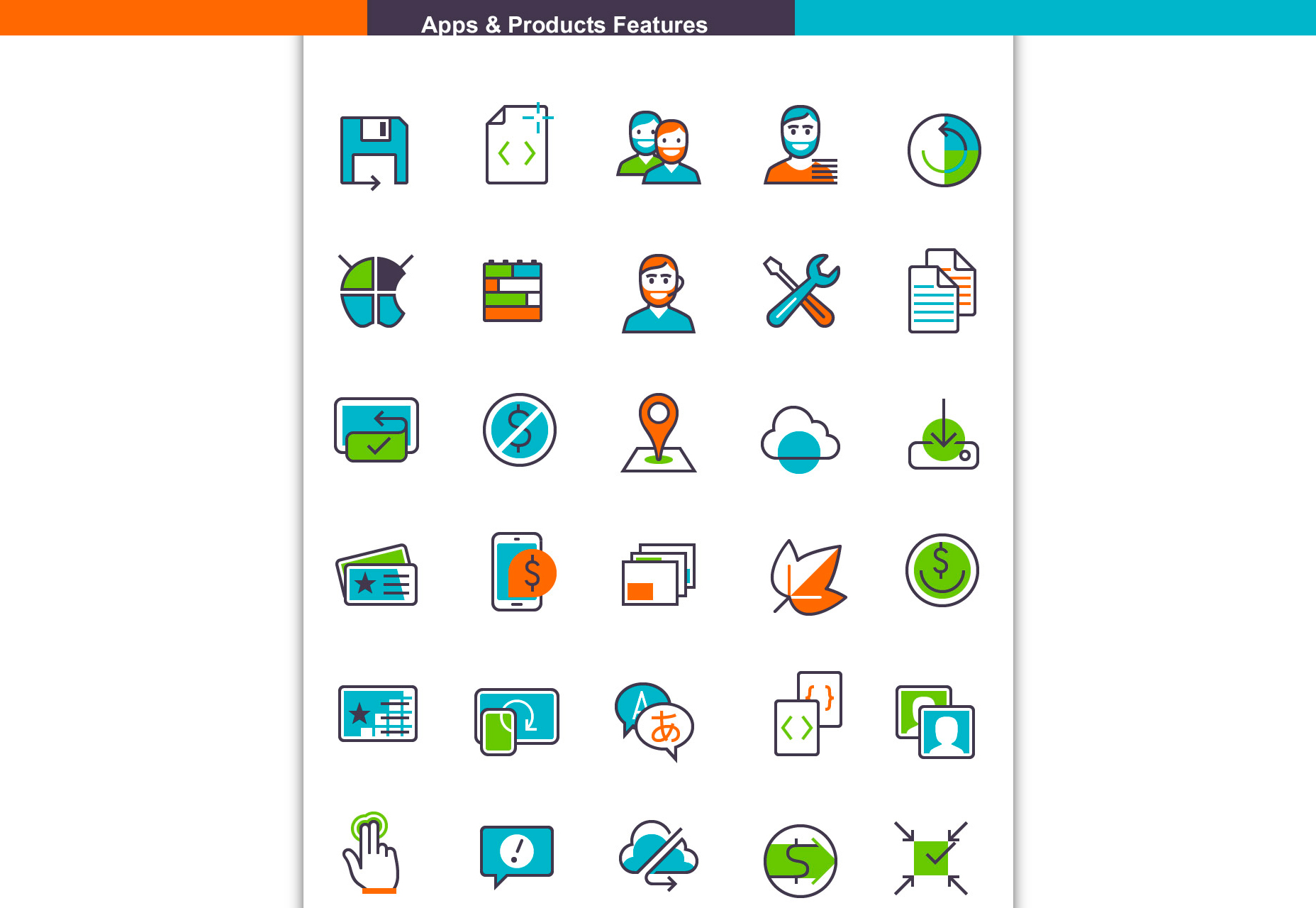Nice Apps And Product Features Icon Set