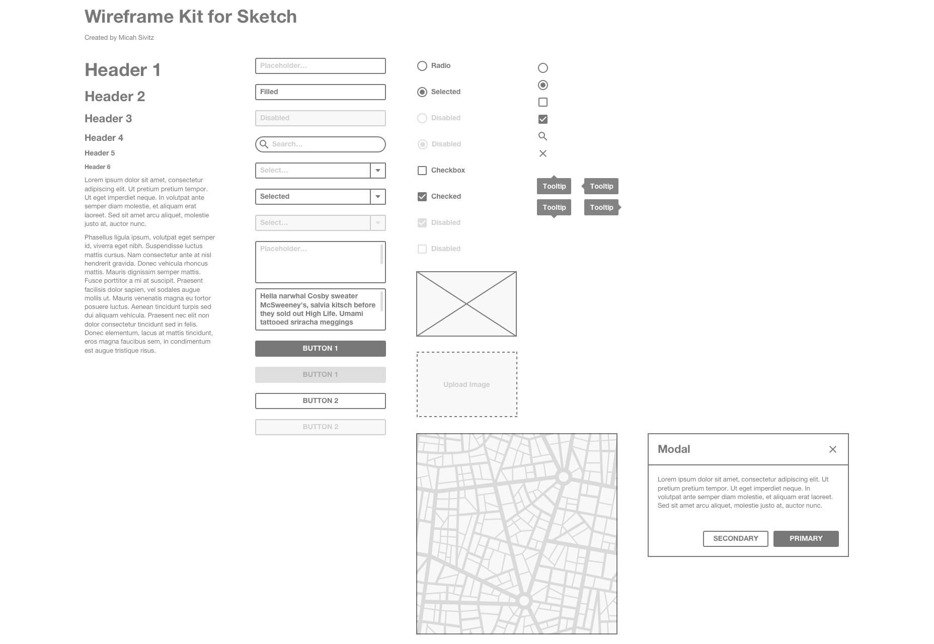 Clean & Minimal Sketch Wireframe Kit
