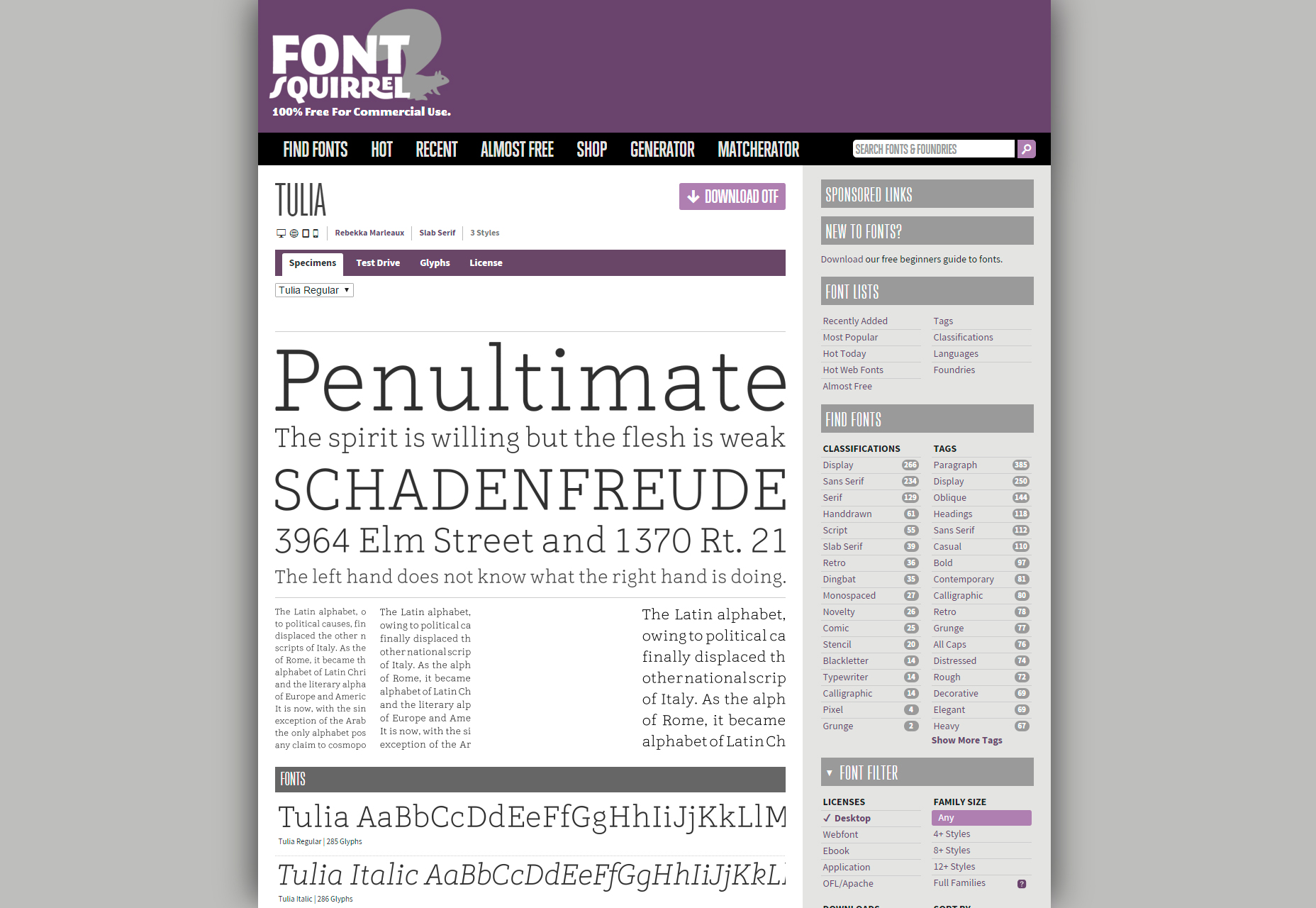 Tulia: Serif Regular Typeface