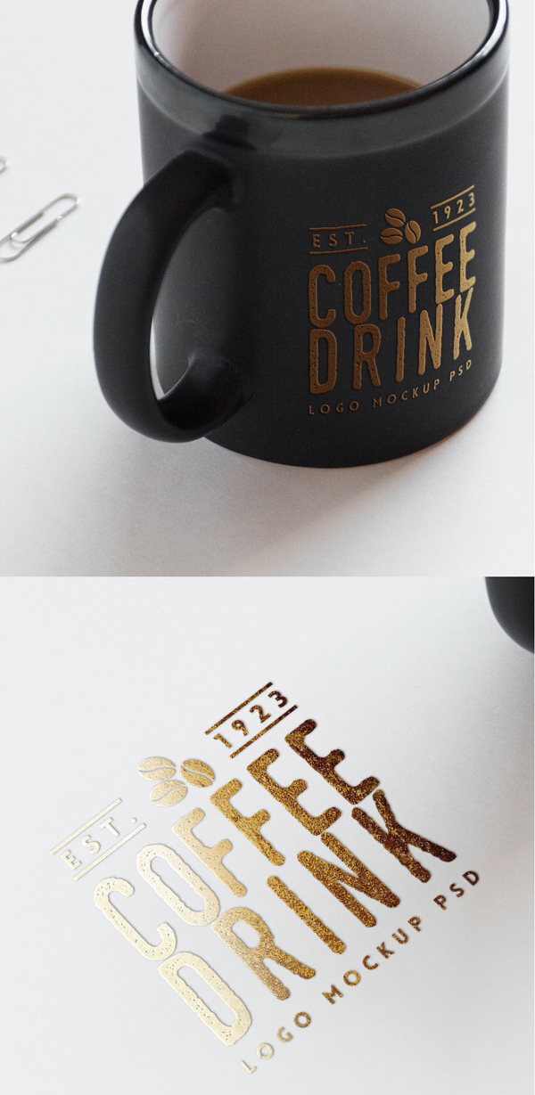 Free Logo Mockup On Paper And Coffee Cup