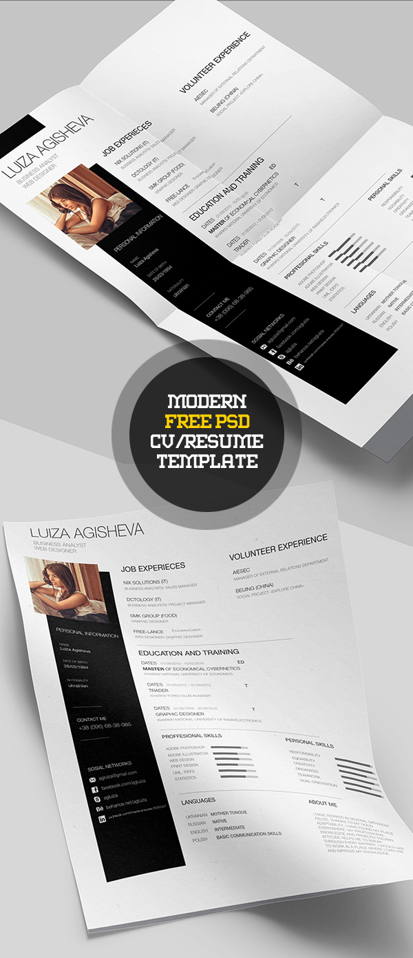 Free PSD CV/Resume Template