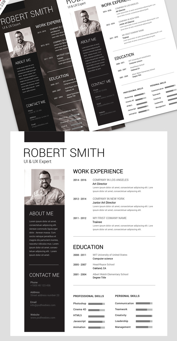 Simple and Clean Resume Free PSD Template