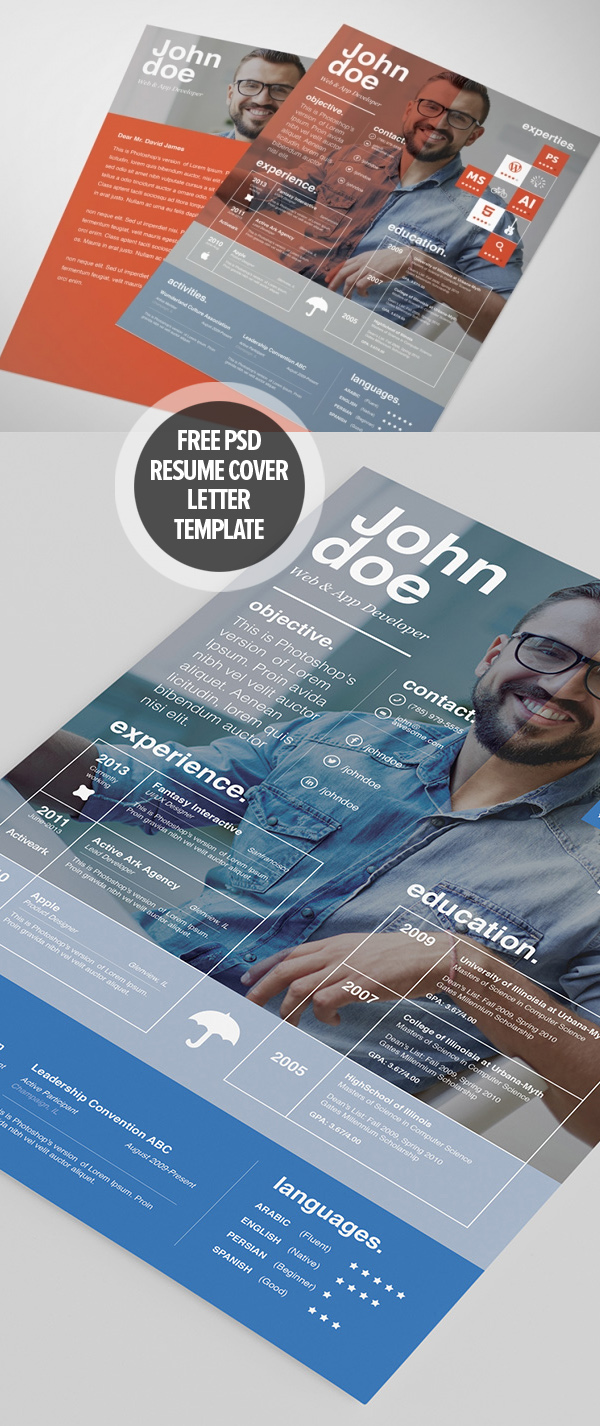 15 Free PSD CV/Resume and Cover Letter Templates - iDevie