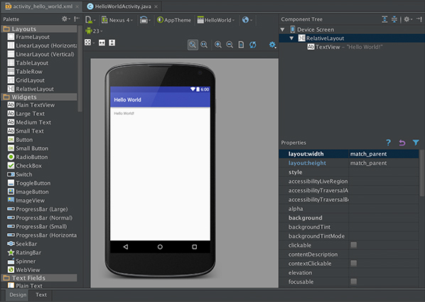 The WYSIWYG Editor of Android Studio