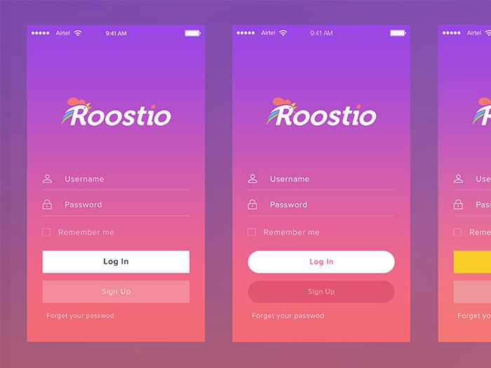 Roostio Login Screen