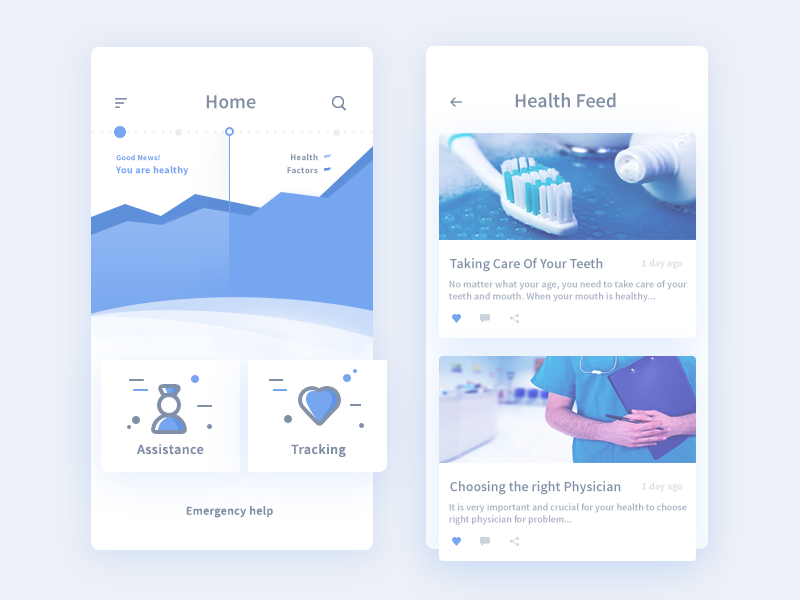Home + Feed for medical app (WIP)