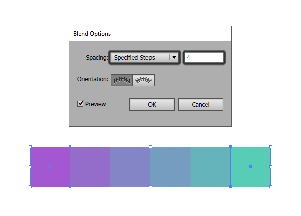 creating a color palette using the blend tool
