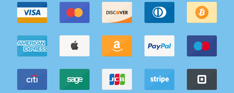 Flat Credit Cards Icon Set PSD