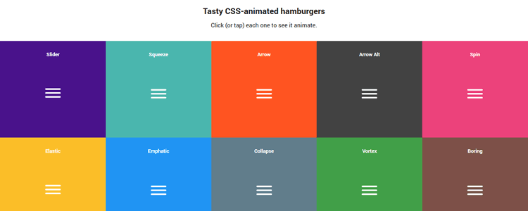 Hamburgers A collection of tasty CSS-animated hamburger icons
