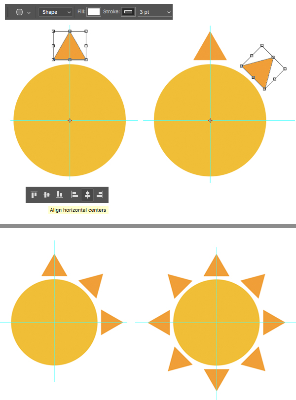 create triangle sunbeams with transformation