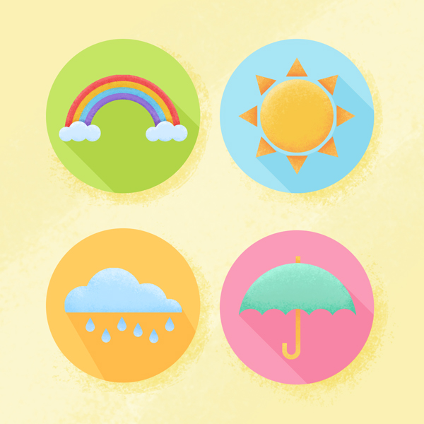 april weather flat textured icons in adobe photoshop is ready