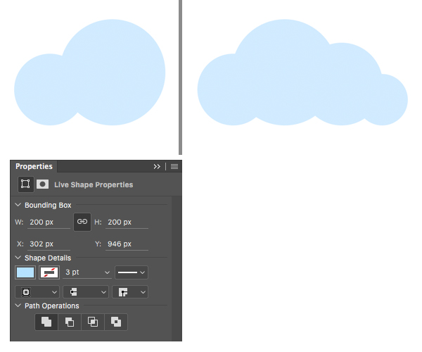 make a cloud from circles with ellipse tool