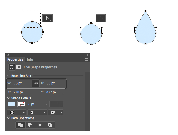 make a rain drop with ellipse tool and convert point tool