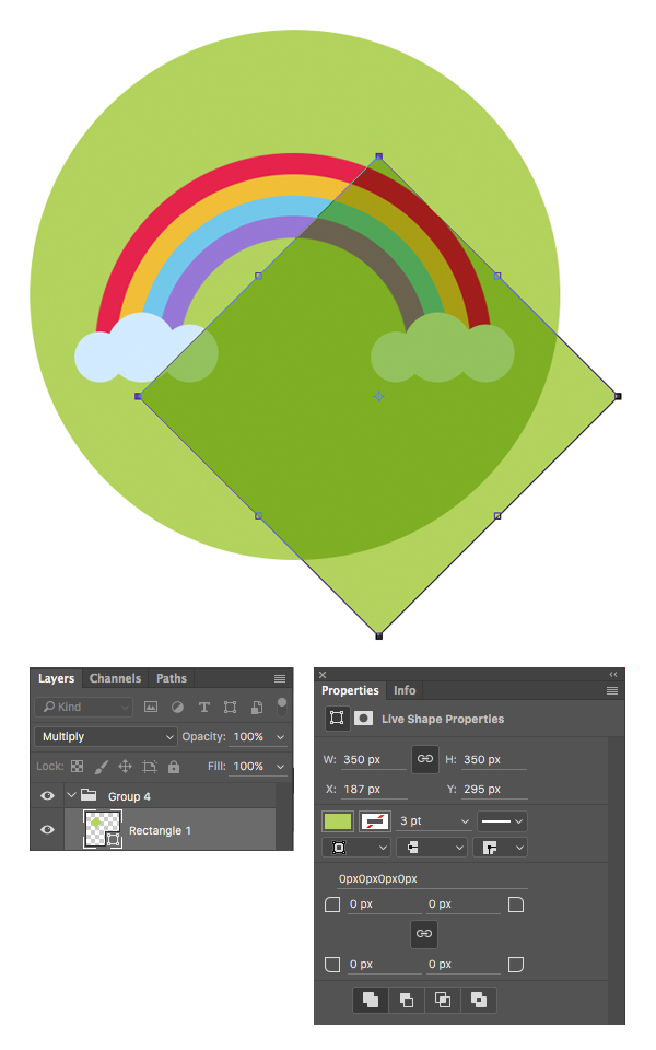 make a long shadow with rectangle tool