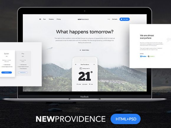 New Providence: Free landing page HTML + PSD