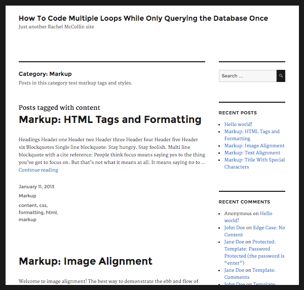 The category page with two loops