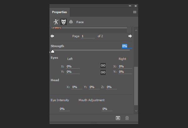 photoshop cc no strength face property