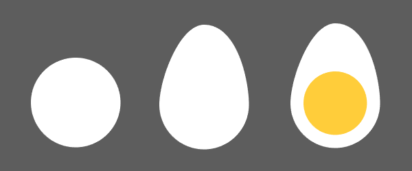 Draw circles and ovals to create a hard boiled egg