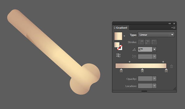 Apply a linear gradient to the bone shape