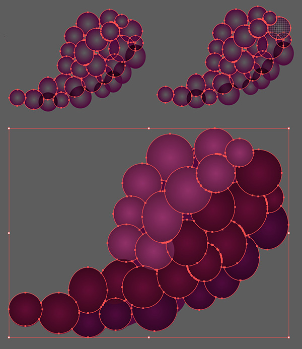 Apply a gradient to a copied grape group