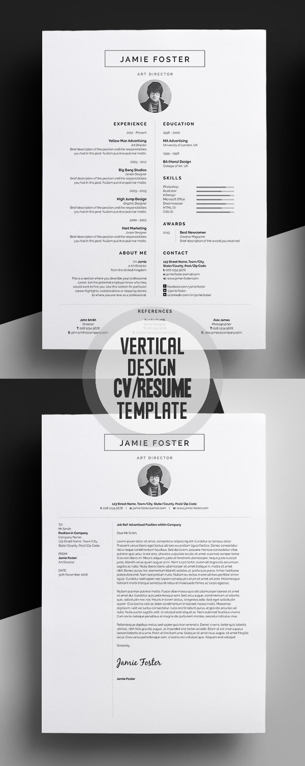 Beautiful Vertical Design CV/Resume Template