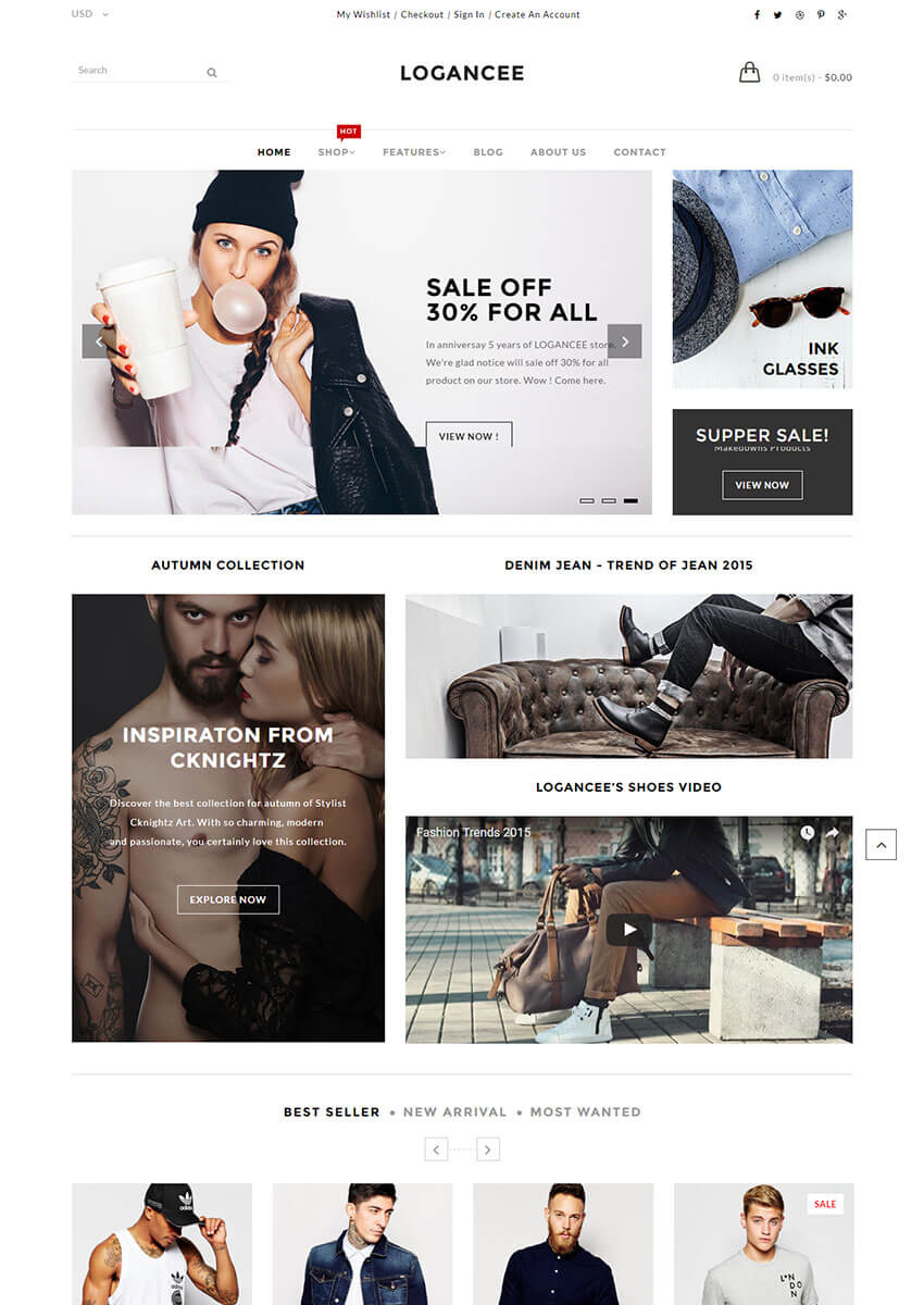 Logancee Responsive ecommerce Shopify Template