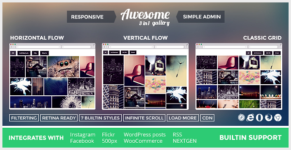 Awesome Gallery - Instagram Flickr Facebook Galleries on Your Site