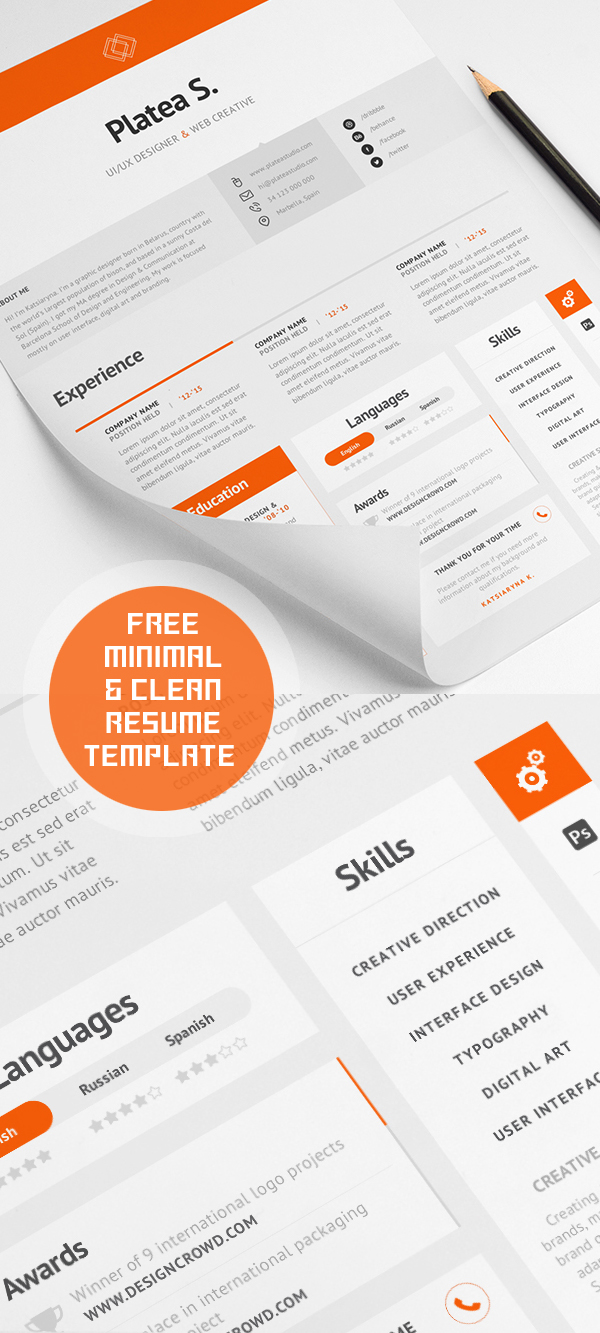 Download 20 Free CV / Resume Templates & PSD Mockups - iDevie