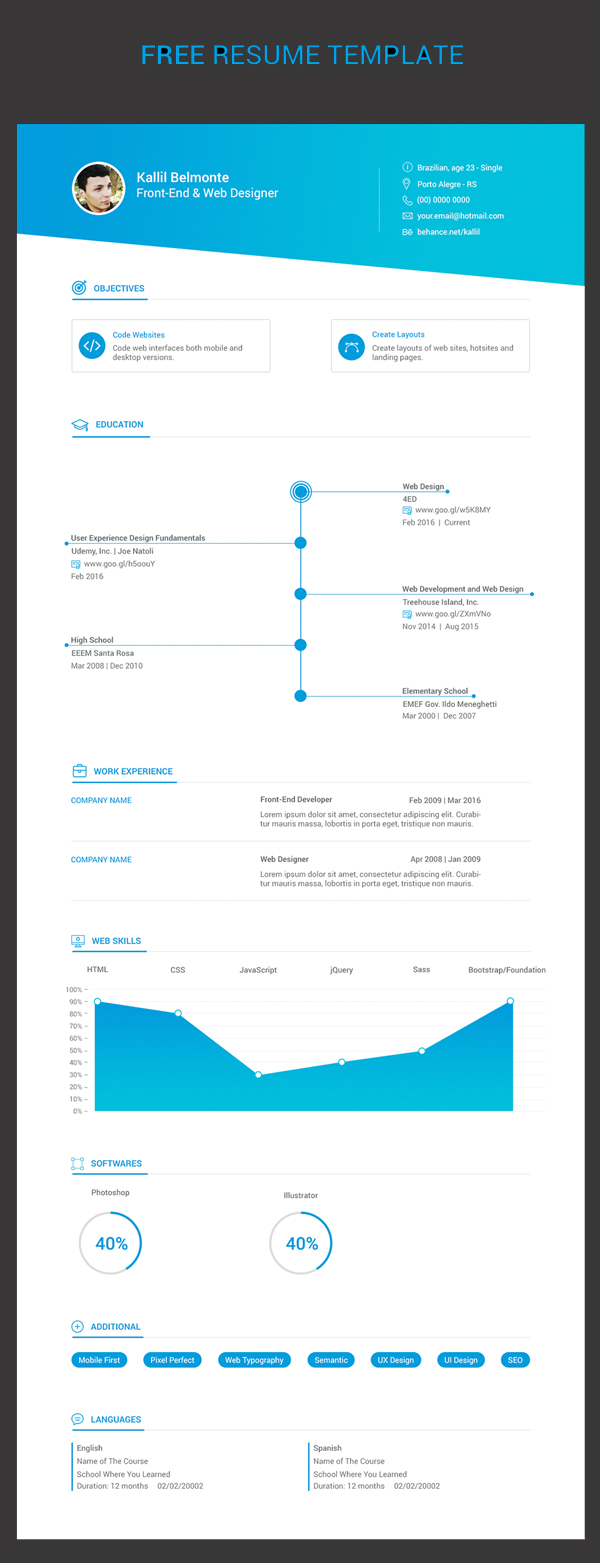 Free Resume PSD Template