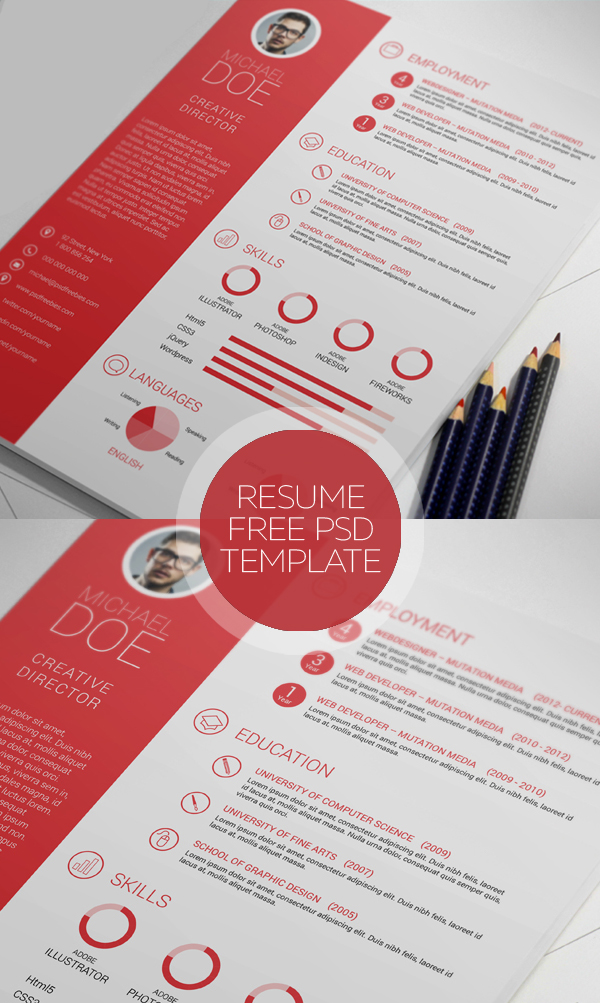 Download 20 Free CV / Resume Templates & PSD Mockups - iDevie