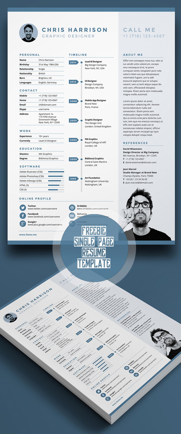 Download 20 Free CV / Resume Templates & PSD Mockups - iDevie