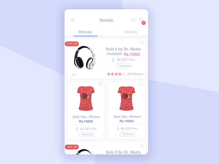 Ecommerce Home Screen