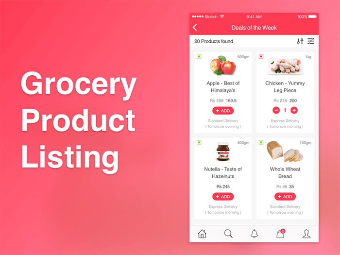 Grocery App Product Listing