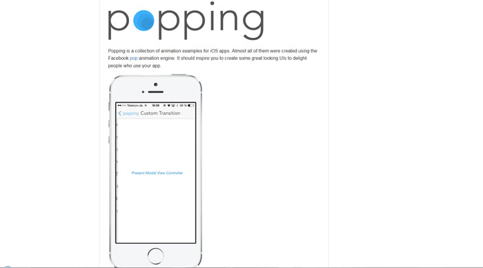 Popping: A collection of animation examples for iOS apps